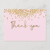 ベビーガールの最初の誕生日フォト金ゴールド紙吹雪ピンク ポストカード (正面)