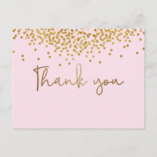 ベビーガールの最初の誕生日フォト金ゴールド紙吹雪ピンク ポストカード (正面)