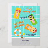 ベビーガールの最初の誕生日プールパーティの招待状 招待状 (正面)