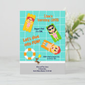 ベビーガールの最初の誕生日プールパーティの招待状 招待状 (スタンド正面)