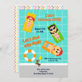 ベビーガールの最初の誕生日プールパーティの招待状 招待状 (正面/裏面)