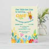 ベビーガールの最初の誕生日リトルビーパーティーinvitat 招待状 (スタンド正面)