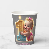 "ベビーガールの最初の誕生日" 紙コップ (裏面)