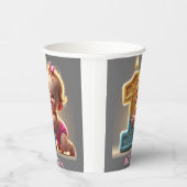 "ベビーガールの最初の誕生日" 紙コップ (右)