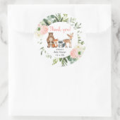 ベビーガールの森の動物の赤面ピンクの緑 ラウンドシール (バッグ)