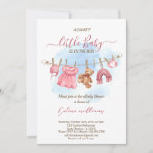 ベビーガールの物干しベビーシャワー招待状 招待状 (正面)