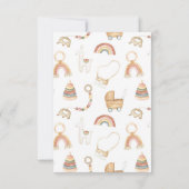 ベビーガールの衣服物干しダビシャワー 招待状 (裏面)