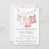 ベビーガールの衣服物干しダビシャワー 招待状 (正面)