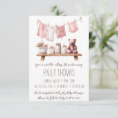 ベビーガールの衣服物干しダビシャワー 招待状 (スタンド正面)