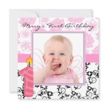 ベビーガールの誕生日パーティーの招待