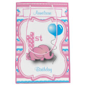 ベビーガールの誕生日パーティー ミディアムペーパーバッグ (正面)