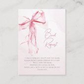 ベビーガールの赤ちゃんシャワーのためのピンクの弓の本 エンクロージャーカード (正面)