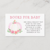 ベビーガールの赤ちゃんシャワー用ピンクのカボチャの本 エンクロージャーカード (正面)