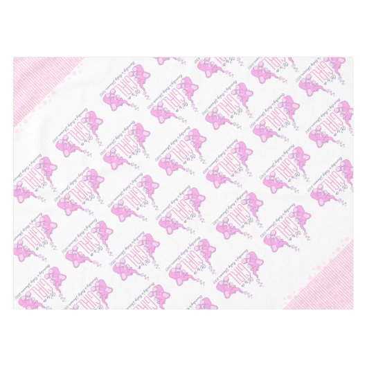 ベビーガールの赤ちゃんシャワー象のテーブルクロス テーブルクロス (正面(横))