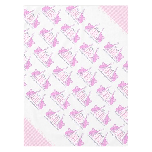 ベビーガールの赤ちゃんシャワー象のテーブルクロス テーブルクロス (正面)