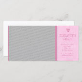 ベビーガールの足跡の写真の誕生のお知らせ 案内状 (正面/裏面)