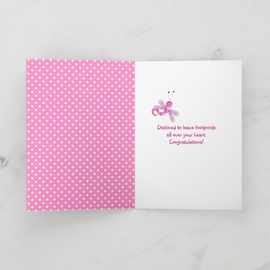ベビーガールの足跡オン水玉模様 カード (内部)