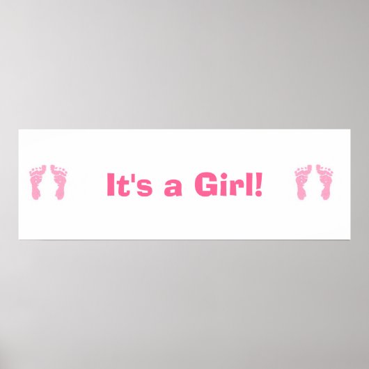 「ベビーガールの足跡」バナパーソナライズされたー ポスター (正面)