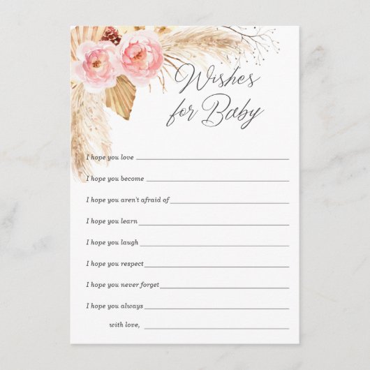 ベビーガールの願いボホピンクのフローラパンパ アドバイスカード (正面)