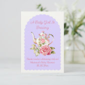 ベビーガールはフローラ茶のパーティー赤ちゃんシャワーを醸造している サンキューカード (スタンド正面)