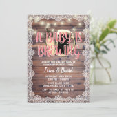 ベビーガールはレース素朴木赤ちゃんシャワーを醸造している 招待状 (スタンド正面)