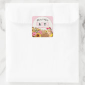 ベビーガールひまわりピンクチェックウッドベビーQ BBQ スクエアシール (バッグ)