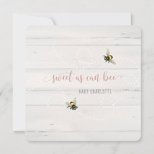 ベビーガールへヒマワリピンクアジサイのシャワー 招待状 (裏面)