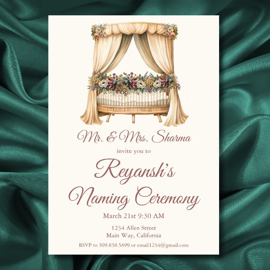 ベビーガールまたは少年クレードルの命名式 招待状