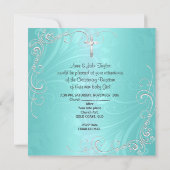 ベビーガールまたは少年《キリスト教》洗礼式や命名式バプテスマティール（緑がかった色） 案内状 (裏面)