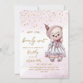 ベビーガールを待つことができる1st誕生日 招待状 (正面)