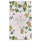 ベビーガールアイリッシュクローバーと金ゴールドコインベビーシャワー スモールペーパーバッグ (裏面)