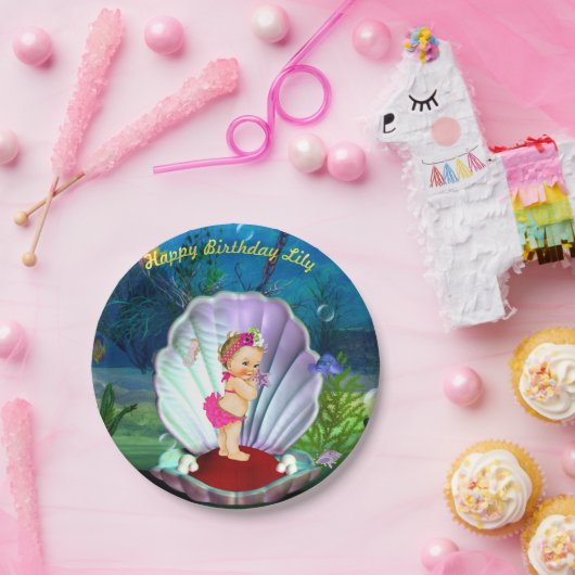 ベビーガールアンダーザシーガールパーティープレート ペーパープレート (パーティー)