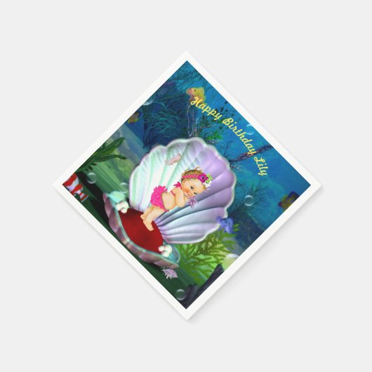 ベビーガールアンダーザシーナプキンスパーティー スタンダードカクテルナプキン (角)