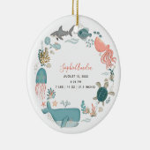 ベビーガールアンダーザシー誕生統計キープサケ セラミックオーナメント (右)