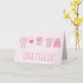 ベビーガールイタリアンおめでとう カード (黄色い花)