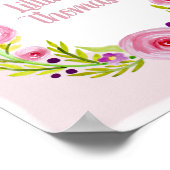 ベビーガールウォーターカラーフラワーリース&ネーム子供部屋 ポスター (角)