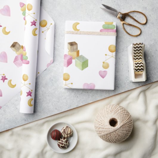 ベビーガールウォーター色テーマベビーシャワー ラッピングペーパー (クラフト)