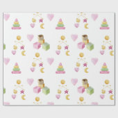 ベビーガールウォーター色テーマベビーシャワー ラッピングペーパー (フラット)