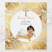 ベビーガールエスニック《キリスト教》洗礼式や命名式バプテスマ金ゴールドシルバー ワインラベル (シングルラベル)