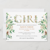 ベビーガールエレガントユーカリ緑の赤ちゃんシャワー 招待状 (正面)