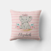 ベビーガールエレファントウォーターカラー子供部屋 クッション (裏面)