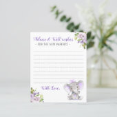 ベビーガールエレファントシャワー新しい親のアドバイスカード (スタンド正面)