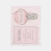 ベビーガールエレファントバルーン誕生のお知らせ フリースブランケット (正面)