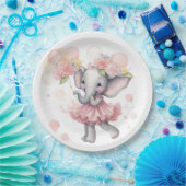 ベビーガールエレファントベビーシャワープレート ペーパープレート (パーティー)