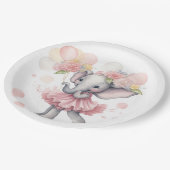 ベビーガールエレファントベビーシャワープレート ペーパープレート (アングル)