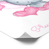 ベビーガールエレファントベビーシャワー好意テーブルサイン ポスター (角)