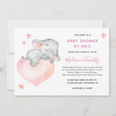 ベビーガールエレファントベビーシャワーBy Mail 招待状 (正面)