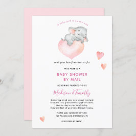 ベビーガールエレファントベビーシャワーBy Mail 招待状