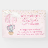 ベビーガールエレファントホットエアバルーン赤ちゃんシャワー 横断幕 (横)