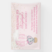 ベビーガールエレファントホットエアバルーン赤ちゃんシャワー 横断幕 (縦)